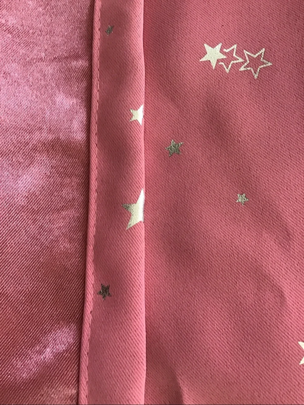 Set of Blush Pink & Silver Foil Stars Celestial Black Out Grommet Curtains